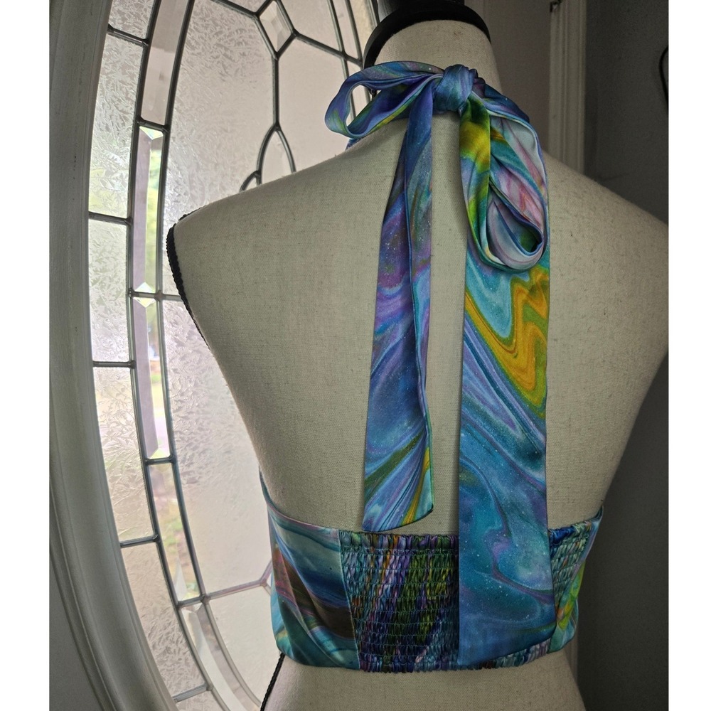 Sigrid Olsen Halter Top Marble Print Colorful Artsy Boho Small - Picture 4 of 6